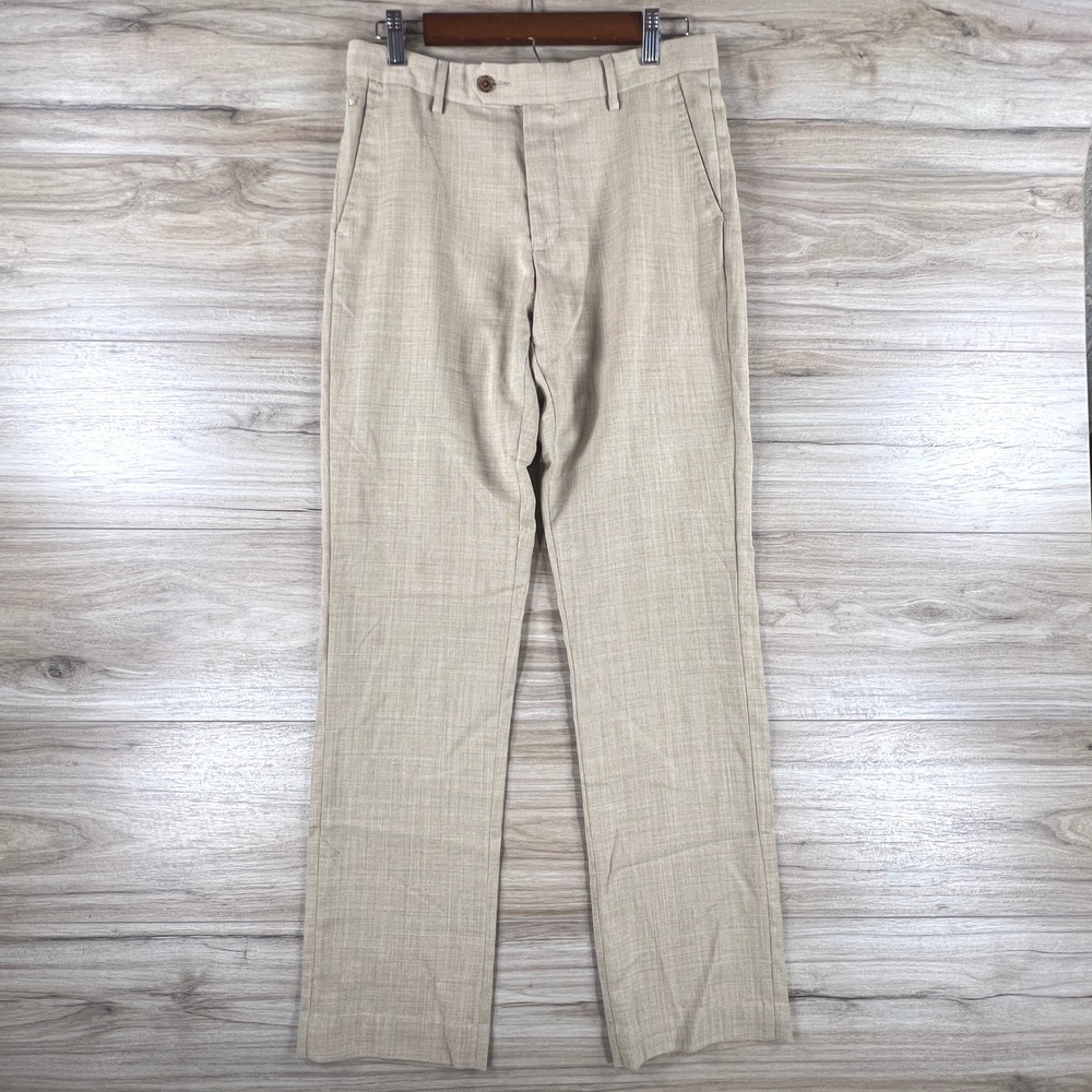 Louis Philippe Gods & Kings Khaki Wool Blend Dress Pants Regular Fit 32 LPTRG065